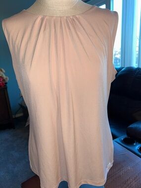 Calvin Klein Women’s Size XL Sleeveless Pleat-Front Women’s Top - Blush Pink